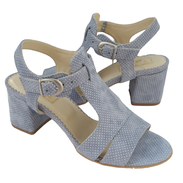 Sandale dama din piele naturala intoarsa bleu - imagine 2