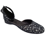 Balerini decupati din piele naturala neagra cu print