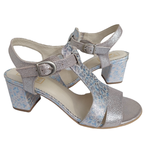 Sandale dama din piele naturala argintie - imagine 2