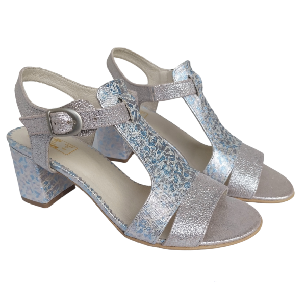 Sandale dama din piele naturala argintie - imagine 3