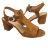 Sandale dama din piele naturala intoarsa maro camel - imagine 2