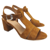 Sandale dama din piele naturala intoarsa maro camel - imagine 3