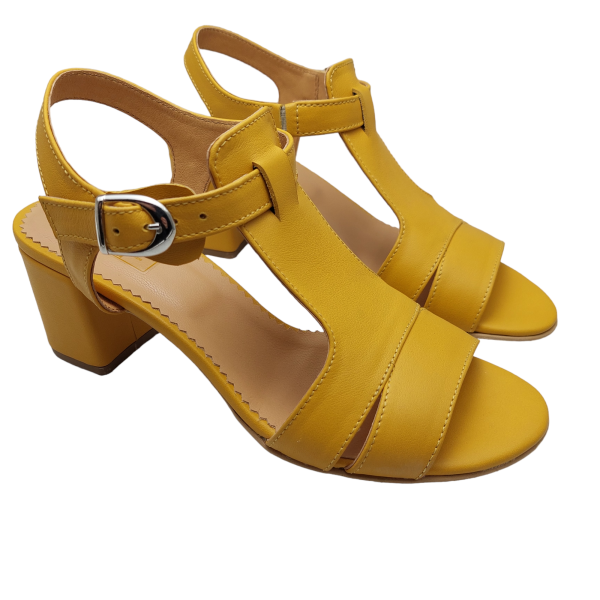 Sandale dama din piele naturala mustar - imagine 3