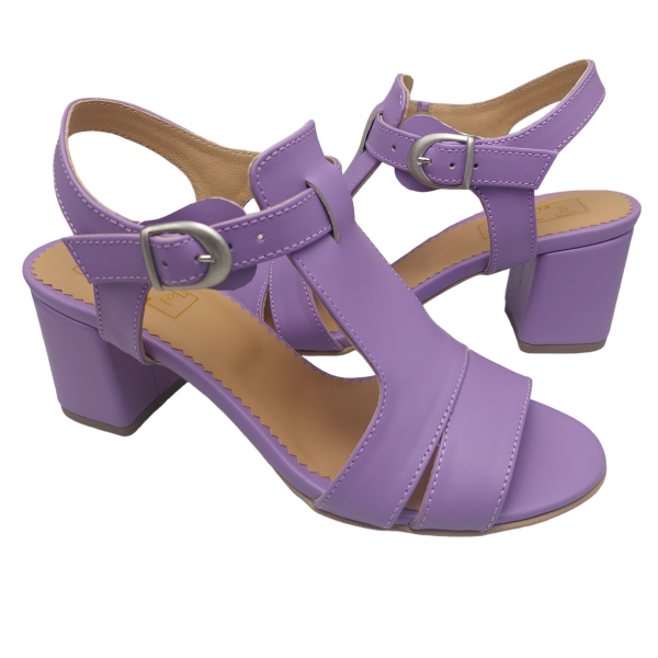Sandale dama din piele naturala lila - imagine 2