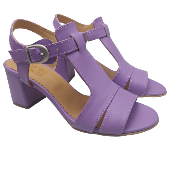 Sandale dama din piele naturala lila - imagine 3