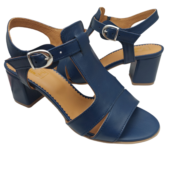 Sandale dama din piele naturala bleumarin - imagine 2