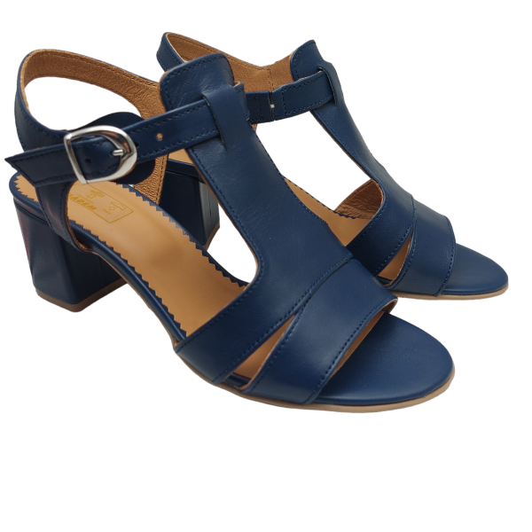 Sandale dama din piele naturala bleumarin - imagine 3
