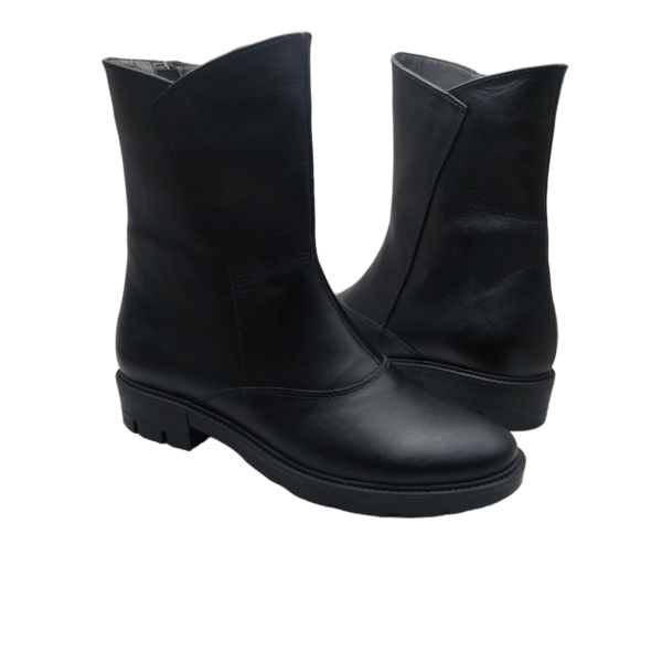 Cizme dama scurte din piele naturala neagra - imagine 2