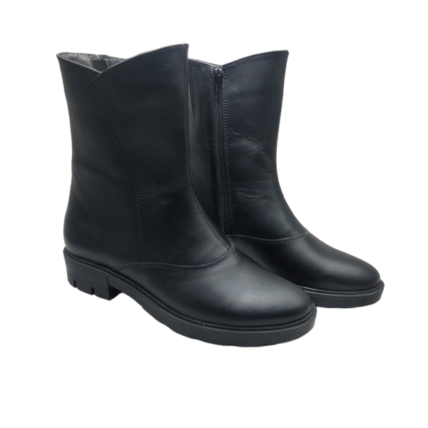 Cizme dama scurte din piele naturala neagra - imagine 3