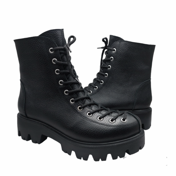 Ghete dama din piele naturala bizonata neagra - imagine 2