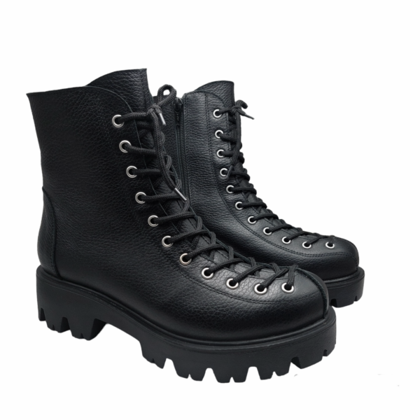 Ghete dama din piele naturala bizonata neagra - imagine 3