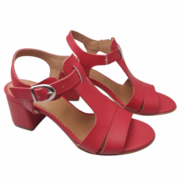 Sandale dama din piele naturala rosie - imagine 3