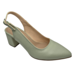 Pantofi decupati cu toc gros din piele naturala verde menta